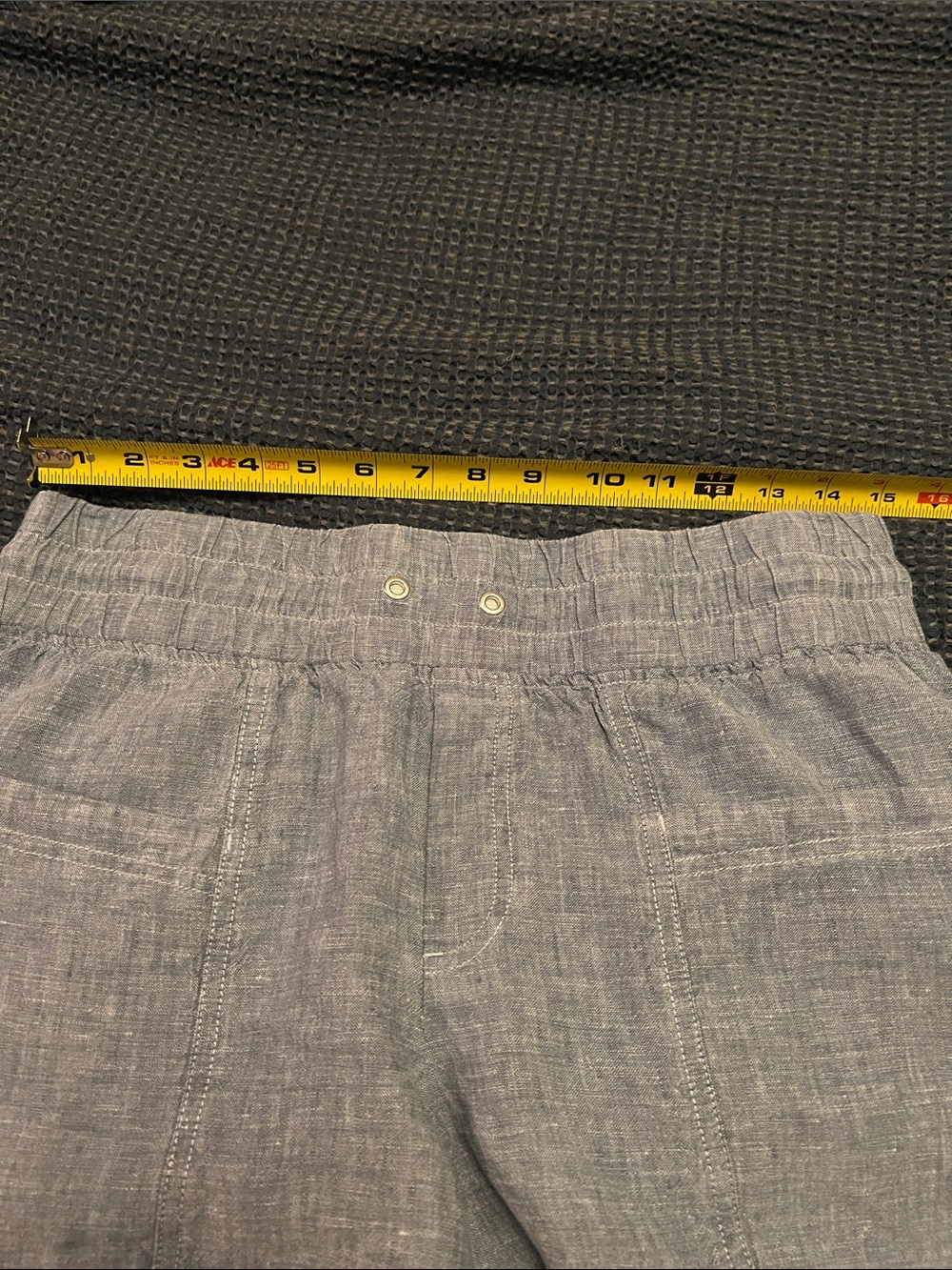 Athleta Cabo 100% Linen Chambray Blue Cabo Linen Drawstring Shorts - Picture 6 of 8